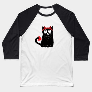 Halloween Black Cat Demon Baseball T-Shirt